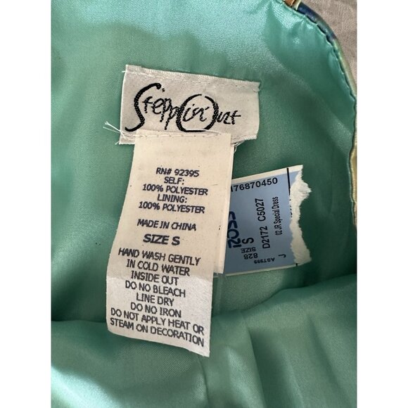 Vintage Stepping Out NWT Colorful Abstract Dress Size Small Spaghetti Strap‎ - Picture 3 of 6